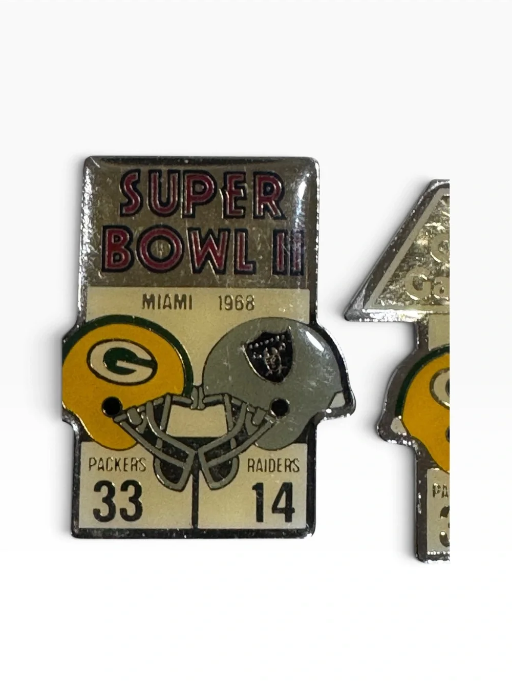 Vintage NFL Super Bowl 1 and 2 Enamel Pins